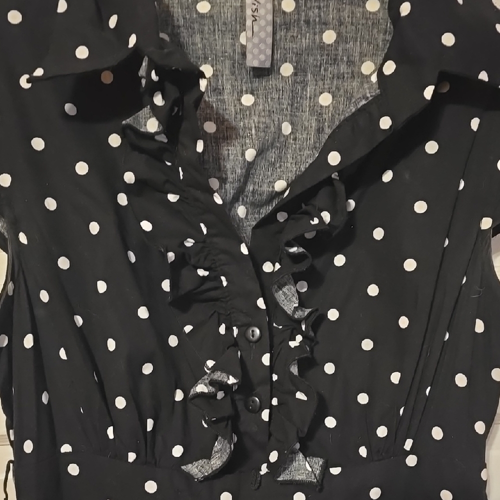 Retro 50's Pinup Black and White Polka Dot   Dress - Picture 2 of 14
